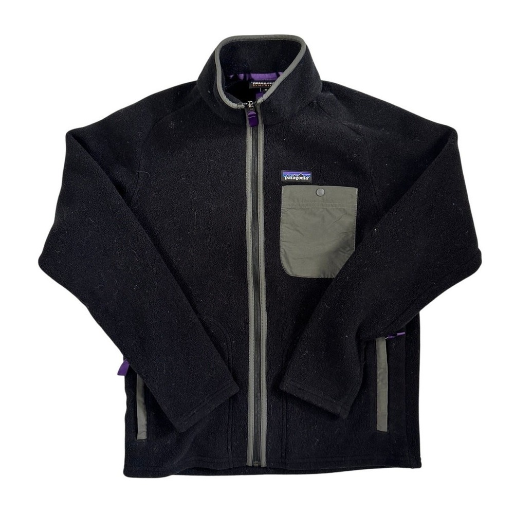 Patagonia Karstens Synchilla Fleece Jacket Mens Size XS Black Full Zip